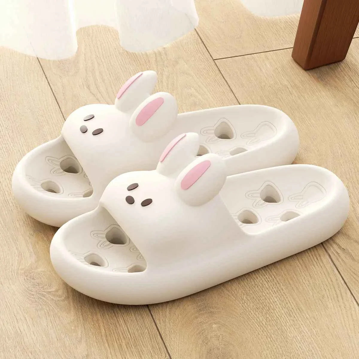 Cute Rabbit EVA Slides – Lightweight Waterproof Cloud Slippers for Women & Men Summer Home & Beach